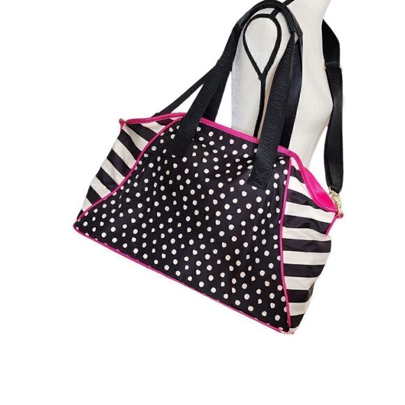 Betsey Johnson striped polka dot weekender duffel bag - Picture 10 of 14